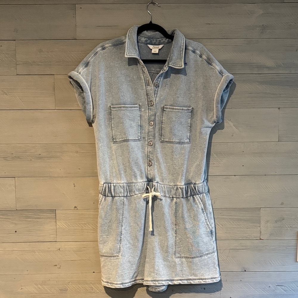 Naturalizer Light Blue Button-Up Romper